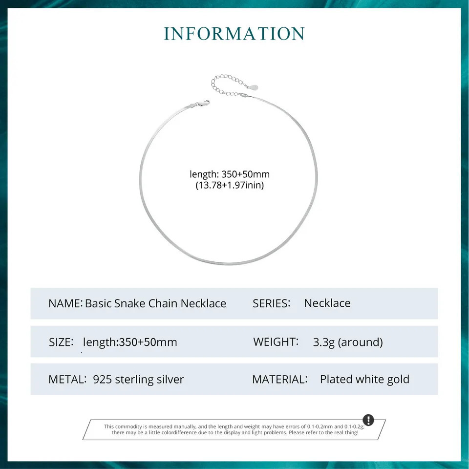 White Gold Plated Dainty Choker Necklace for Women Girls 925 Sterling Silver Snake Chain Necklace Fashion Jewelry for Gi 250407