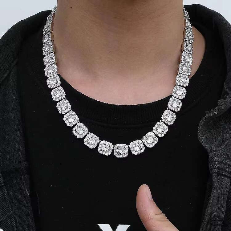 New Design Jewelry 8mm 10mm 12mm Wide Solid Sier D/VVS Moissanite GRA Certificate Tennis k Chain for Mans Necklace