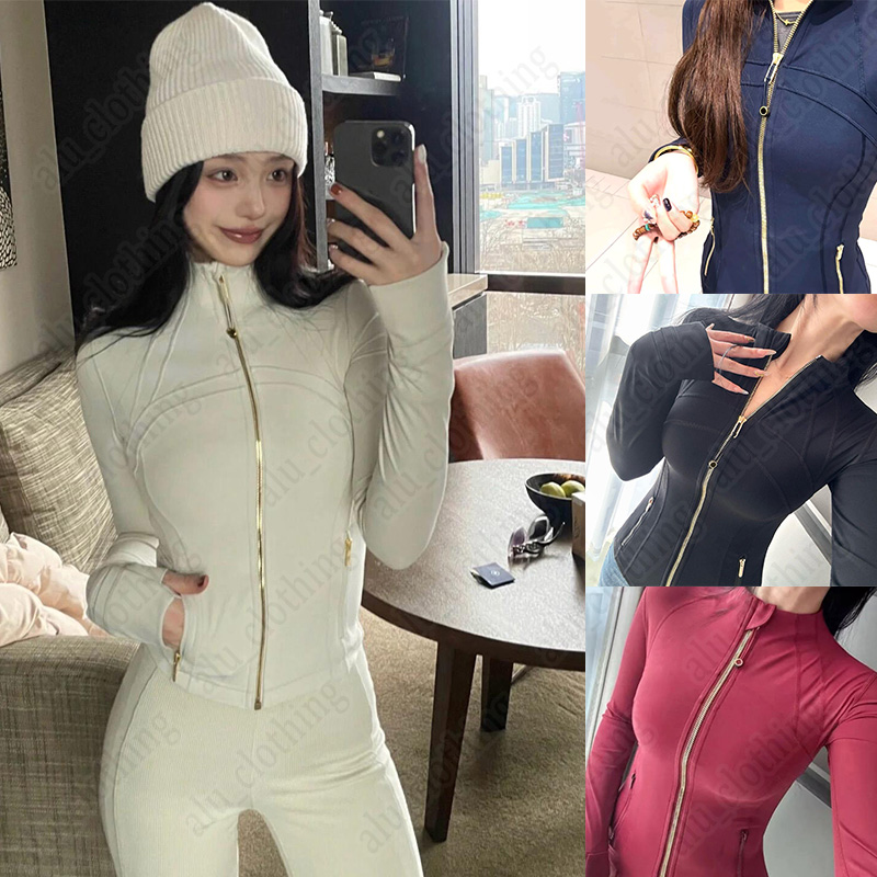 luluity lemoner New Women Definition Yoga Black Cream Gold Zipper Exercise Long Sleeve Fiess Gym Exposed Sportswear pants luluity lemoner Jacket Yoga clothes