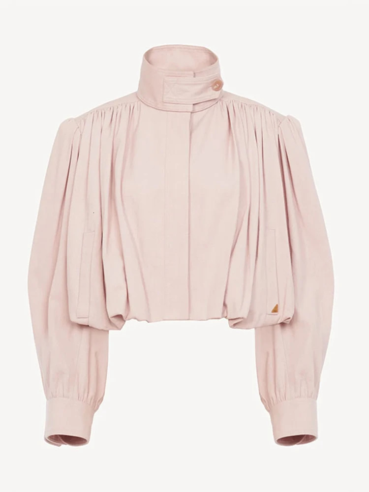 Fashion Shoulder Padded Short Windbreaker Women Solid Full Sleeve Turndown Collar Single Breasted Coat Lady Autumn Chic Coats 251114