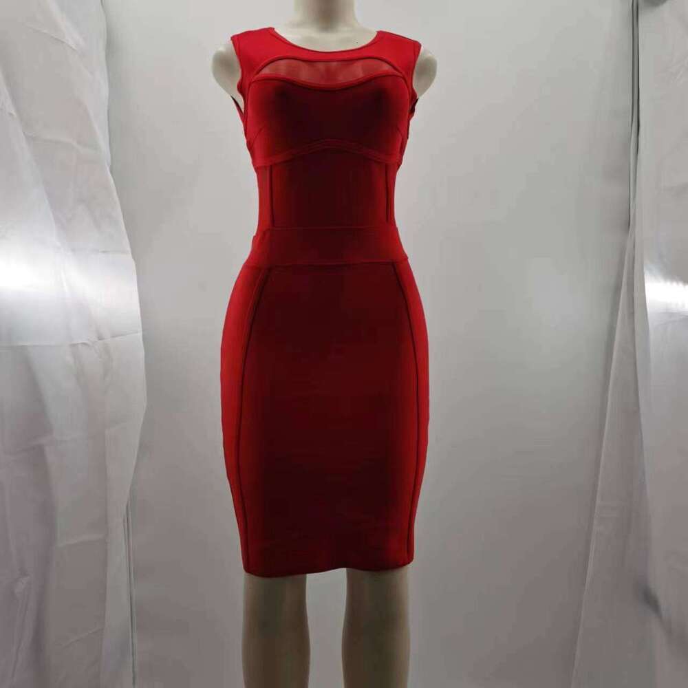 Mm Sexy Mesh Wrapped Butt Straw Bandage Evening Dress