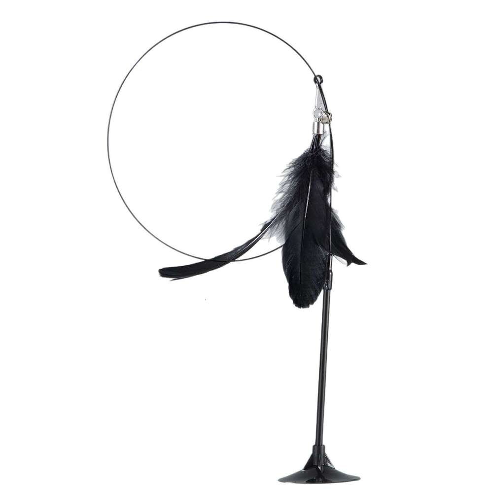 Suction Cup Teaser Wand Realistic Bird Feather Long Cat Toy