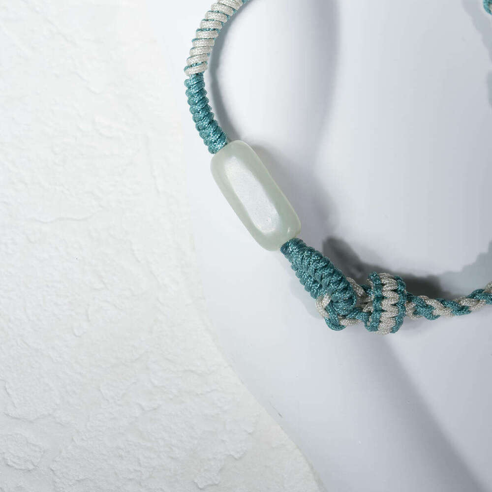 Dunhuang "Iced Essence" Hetian Jade Cord - Refined White Nephrite Bracelet for Pure Clarity & Composure, Adjustable Design