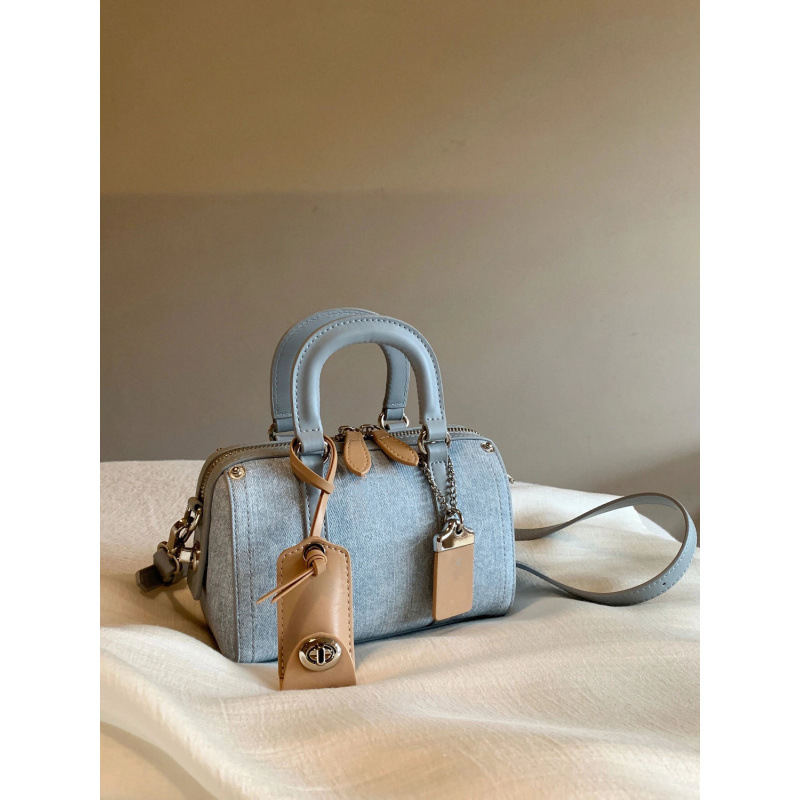 High-value French-style handheld Boston bag for women. New denim single-shoulder cross body bag Popular pillow bag