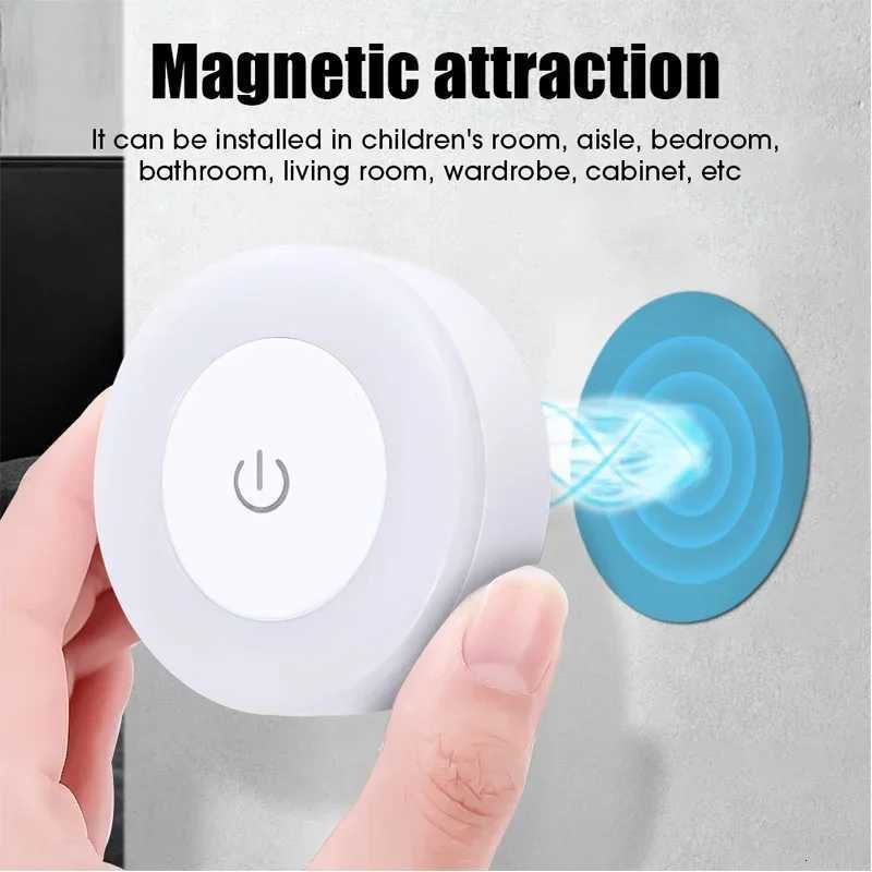 Mini LED Touch Sensor Night Lights USB Rechargeable Kitchen Bedroom Base Wall Light Round Portable Dimming Night Lamp M251114