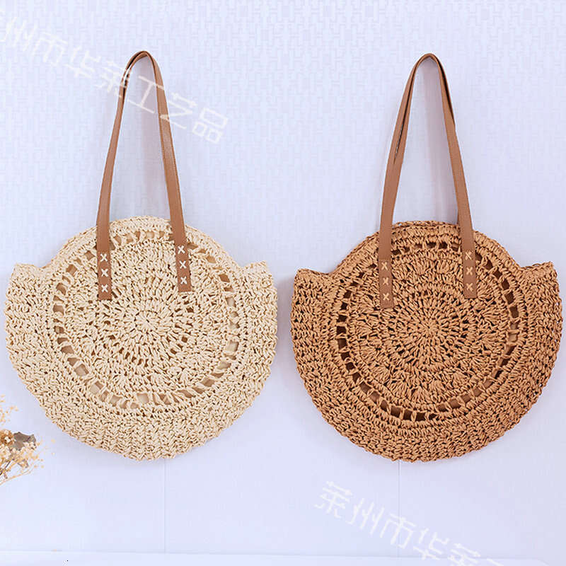 Handmade Beach Bag Rural Style Handbag, Woven Hollowed Out Small Round Bag, Fashionable And Atmospheric Women's Handbag Kq2