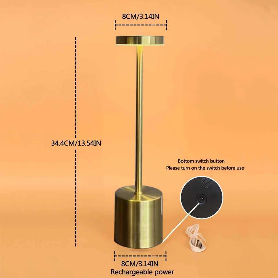 Simple LED Rechargeable Touch Metal Table Lamp Three Colors Bedside Ambient Light Bar Outdoor Decoration Night Light M251114