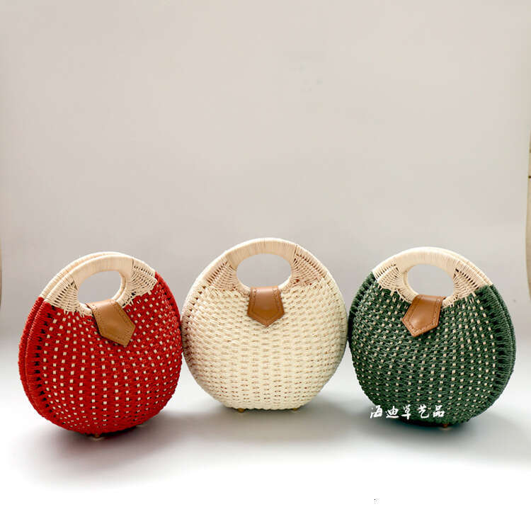 Handmade Beach Bag 2018 Fashion Vacation Beach Women's Handheld Vine Contrast Color Shell Grass Weaving Bag Kq2