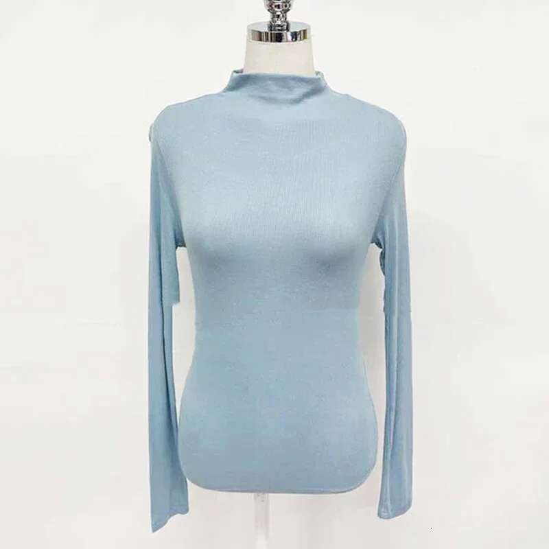 Spring Basic Long Sleeve T Shirt Women Korean Style Pink Tops Female Turtleneck Tees Mujer Casual Slim Tshirts Womens Clothing