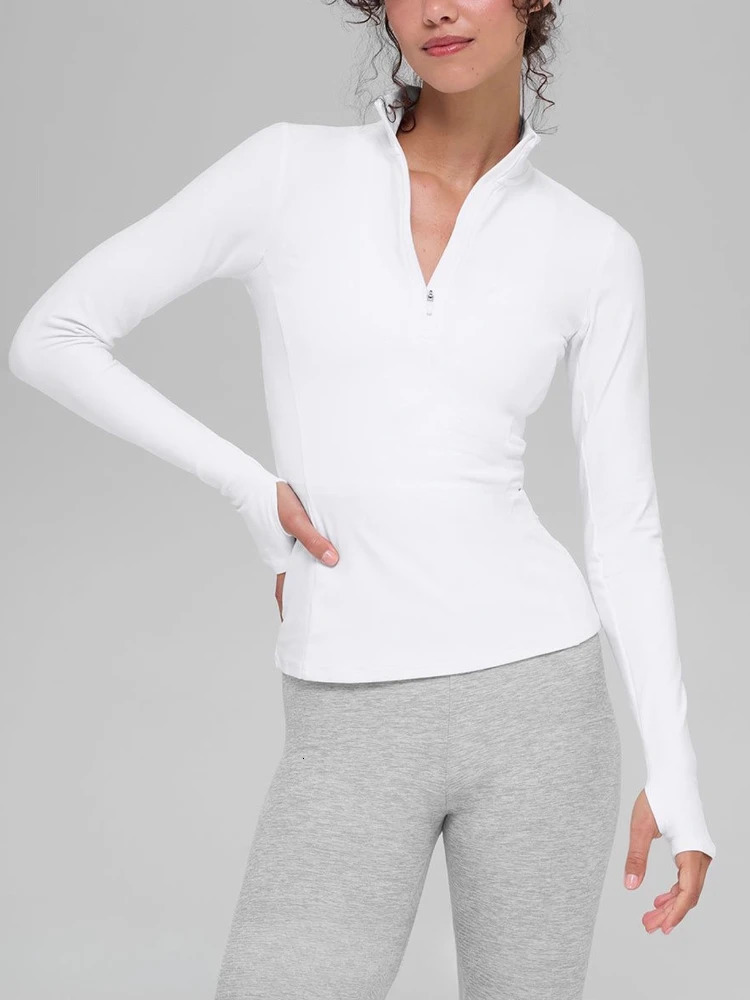 Yoga Tops Women Long Sleeve Shirt Half-zip High Neck Elastic Soft Breathable Pilates Solid Slim Fashion Workout Tops for Women 251111