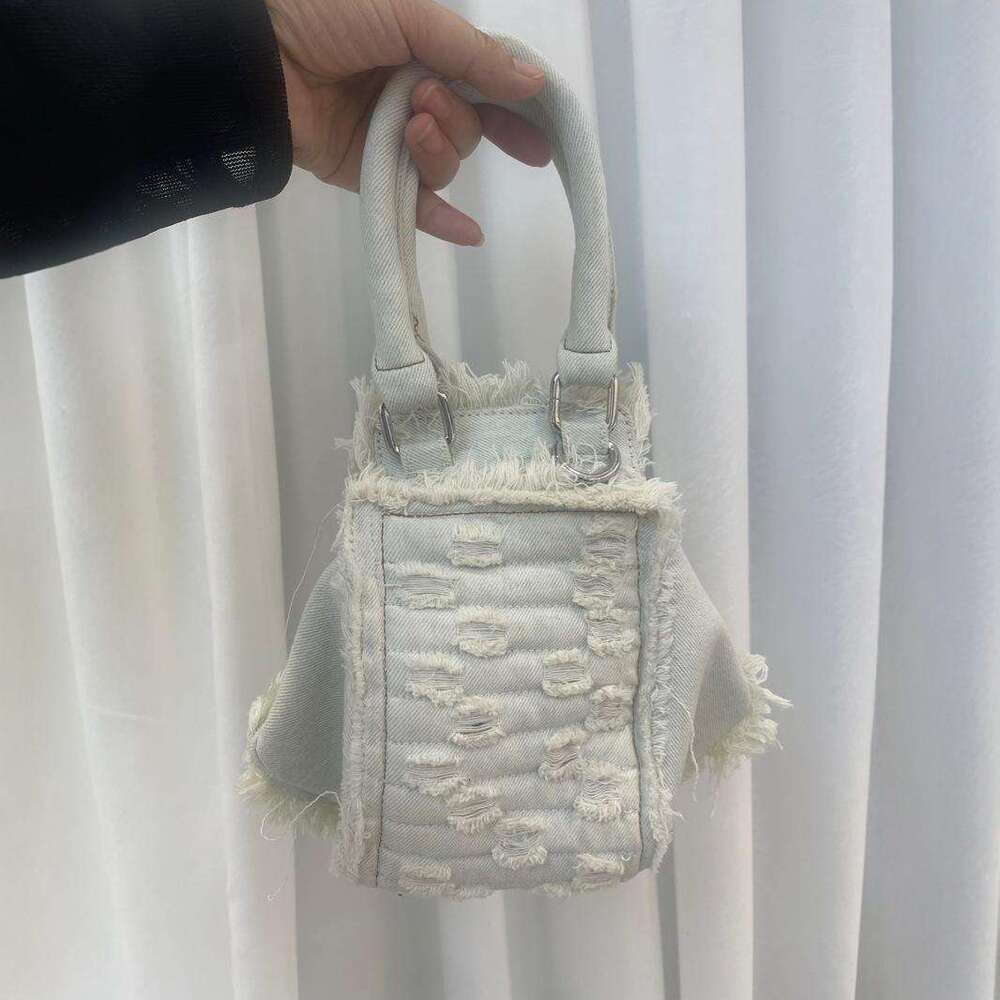 Women's Bags Bag D, Handheld, Personalized, Versatile, Canvas, Broken Hole, Washed Cowboy