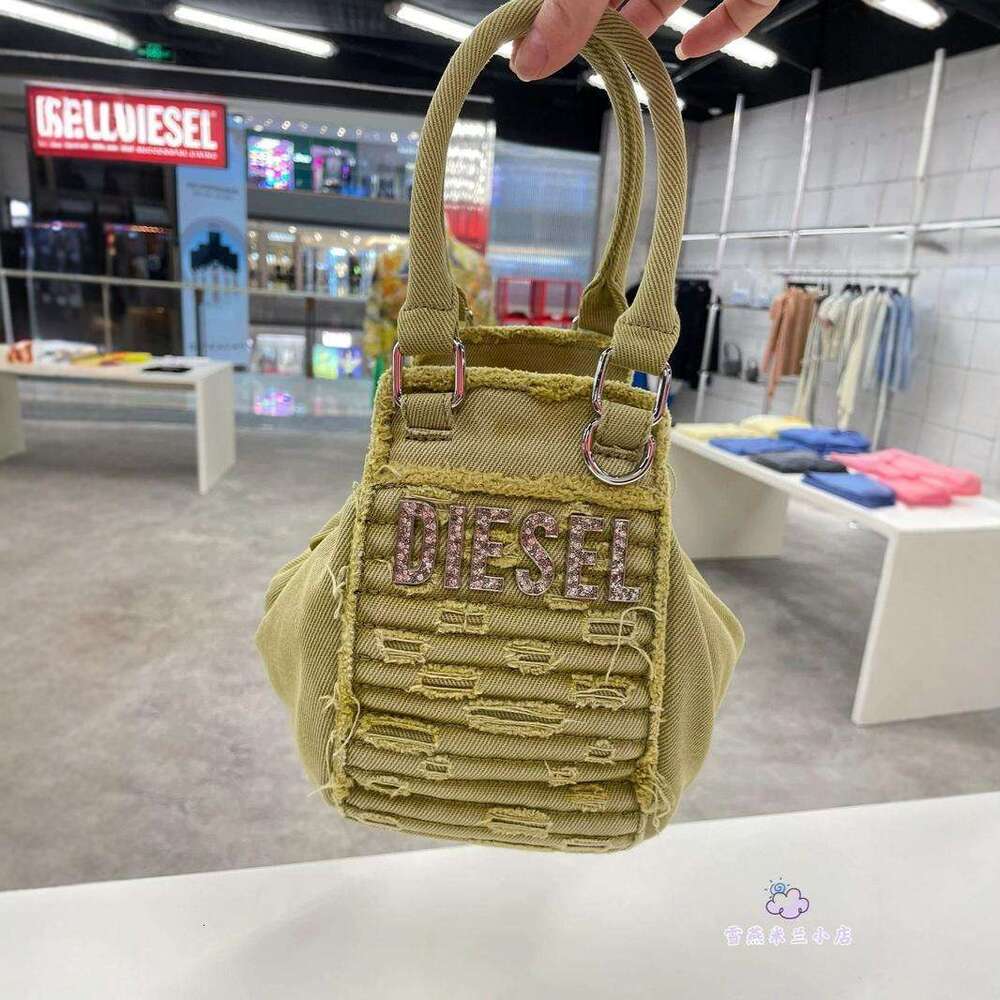 Women's Bags New denim embroidered letter handbag for women with high looks, single shoulder tassel bag, niche tote