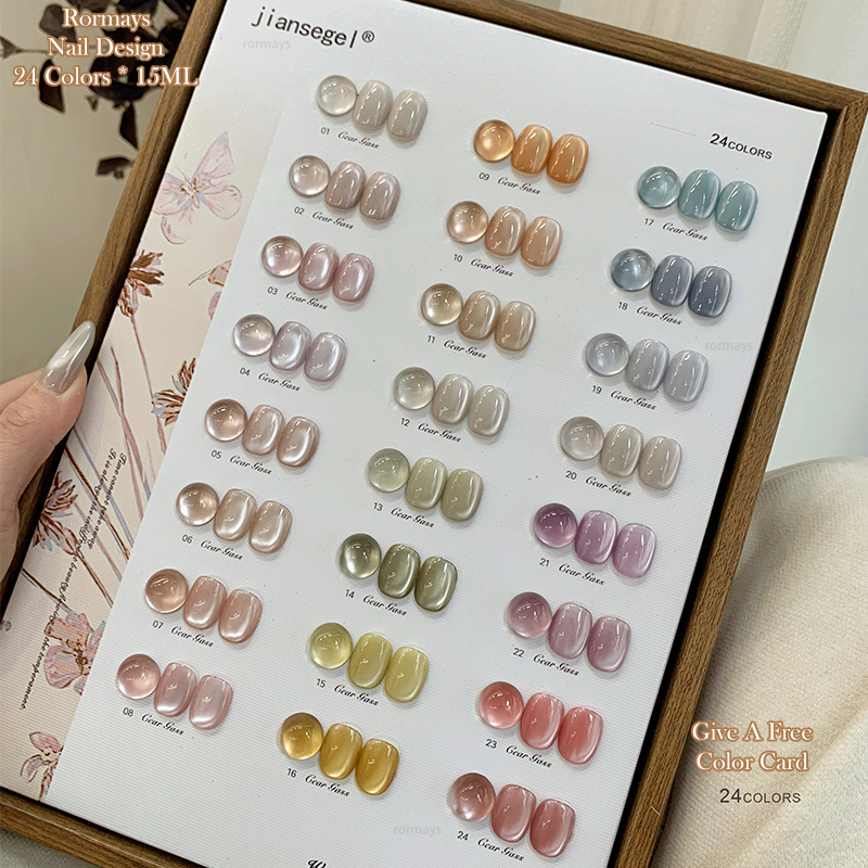 Rormays Fashion gel Polishing 24PCS Mixed Clearcoat Cat's Eye gel Semi permanent Immersion UV LED Nail Dream Salon Primer Finish Kit Wholesale Fa