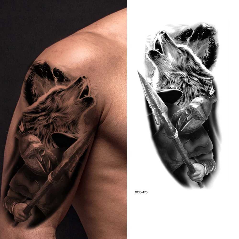 Waterproof temporary tattoo sticker forest lion bear flash male wolf crown flower body art arm fake female tattooXJ25414