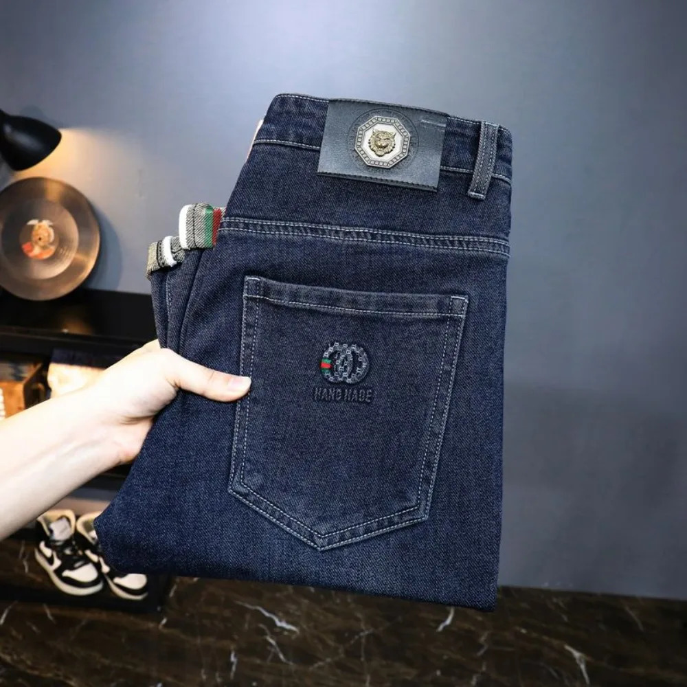 Ripped Regular Slim Fit Straight Jean Comfort Casual Autumn Fashion Denim Pant Classic Skinny Vintage Unisex Men Stretch Trouser 251106