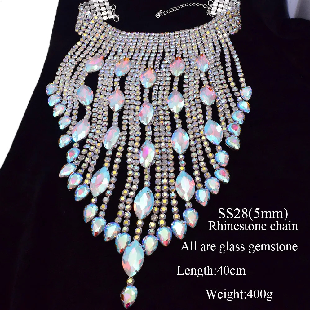 CuiEr 40cm long SS28 rhinestone chain tassel stunning crystal AB Lrregular necklace suitable for womens suffocation jewelry glass wedding 250408CJ