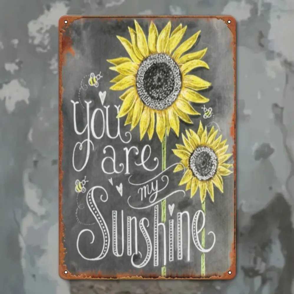 Vintage Sunflower Metal Wall Art You Are My Sunshine Retro Tin Sign Rustic Iron Plaque Weather-Resistant for Indoor/M251114