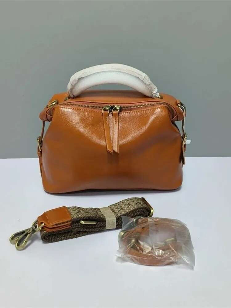 Soft Women Bag Cowskin Genuine Leather Tote Handbag Solid Color Ladies Single Shoulder Crossbody Bags