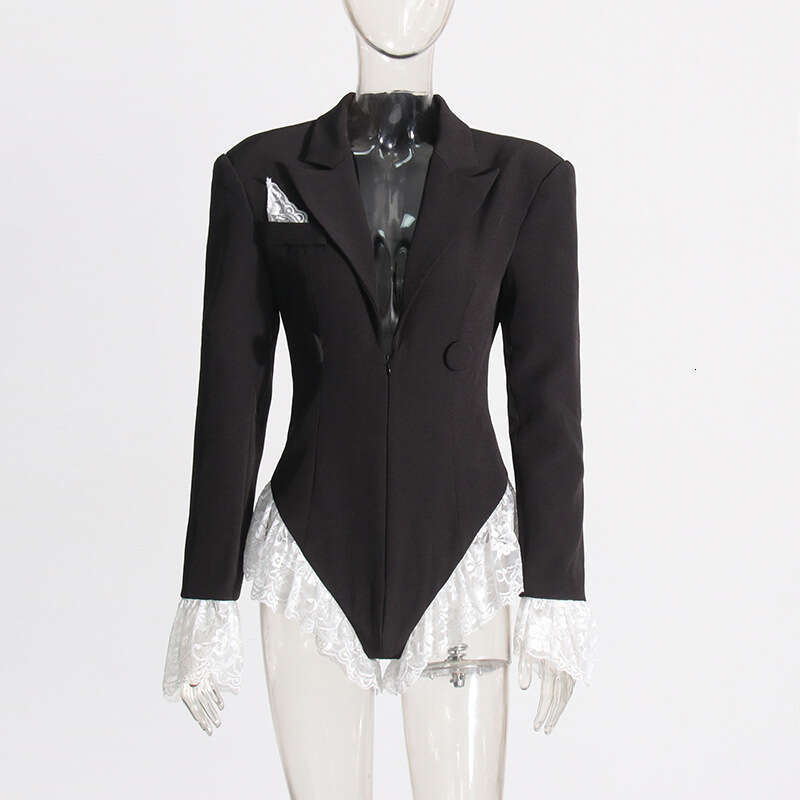 Designer Trendsetting V-Neck Lace Patchwork Suit Jumpsuit for Ladies