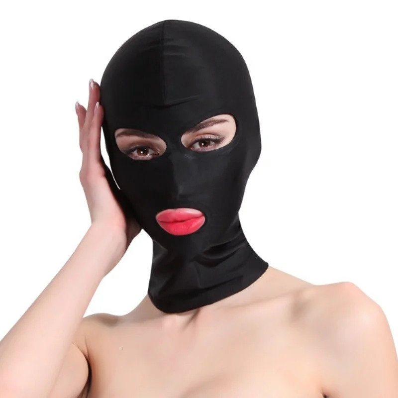 Black Elasticity Balaclava Cap Unisex Fetish Full Face Mask Standard Seamless Bondage Hood for Cosplay Party Hat Tactical Games 250410