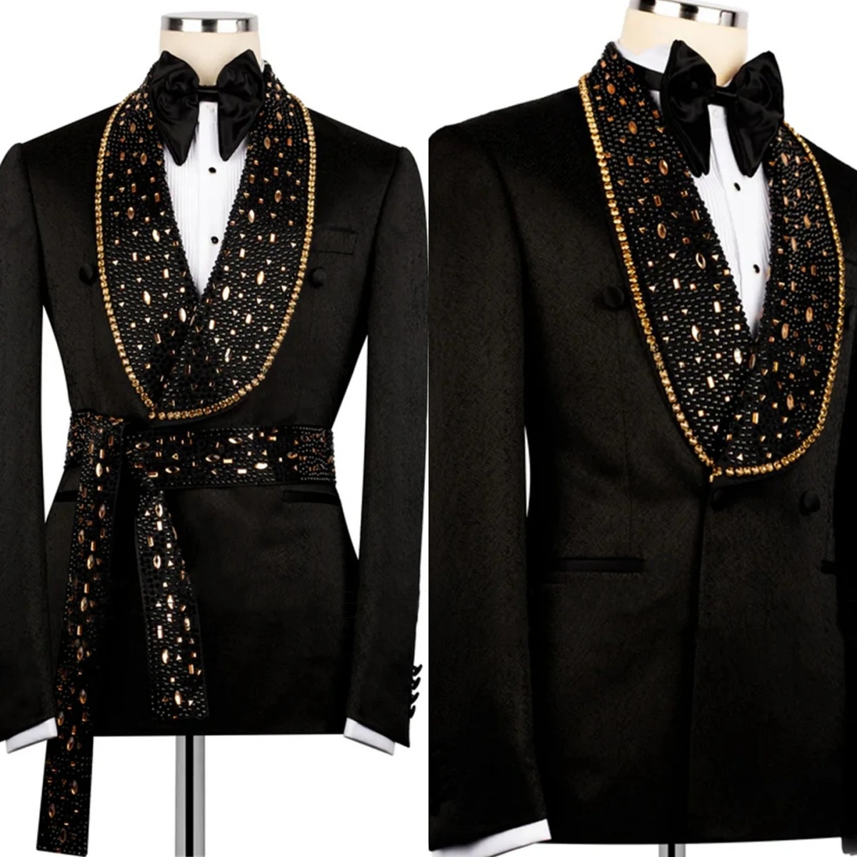 Men's Suit for Wedding Tailored Beading Shawl Lapel Blazers One Piece Only the Jacket Crystal Groom Jacket Double Breasted Custom Made Prom Eveni