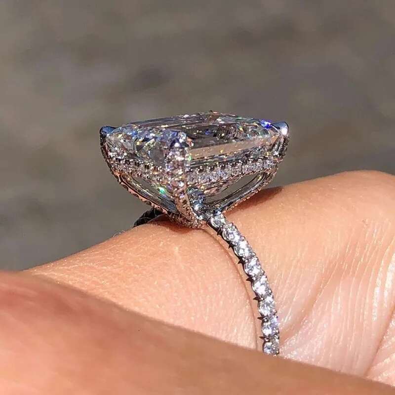 2 3 5 6 8 10 Carat Real Solid 18K White Gold Ring Pear shape moissanite Diamonds Women Wedding Party Engagement Ring Classic