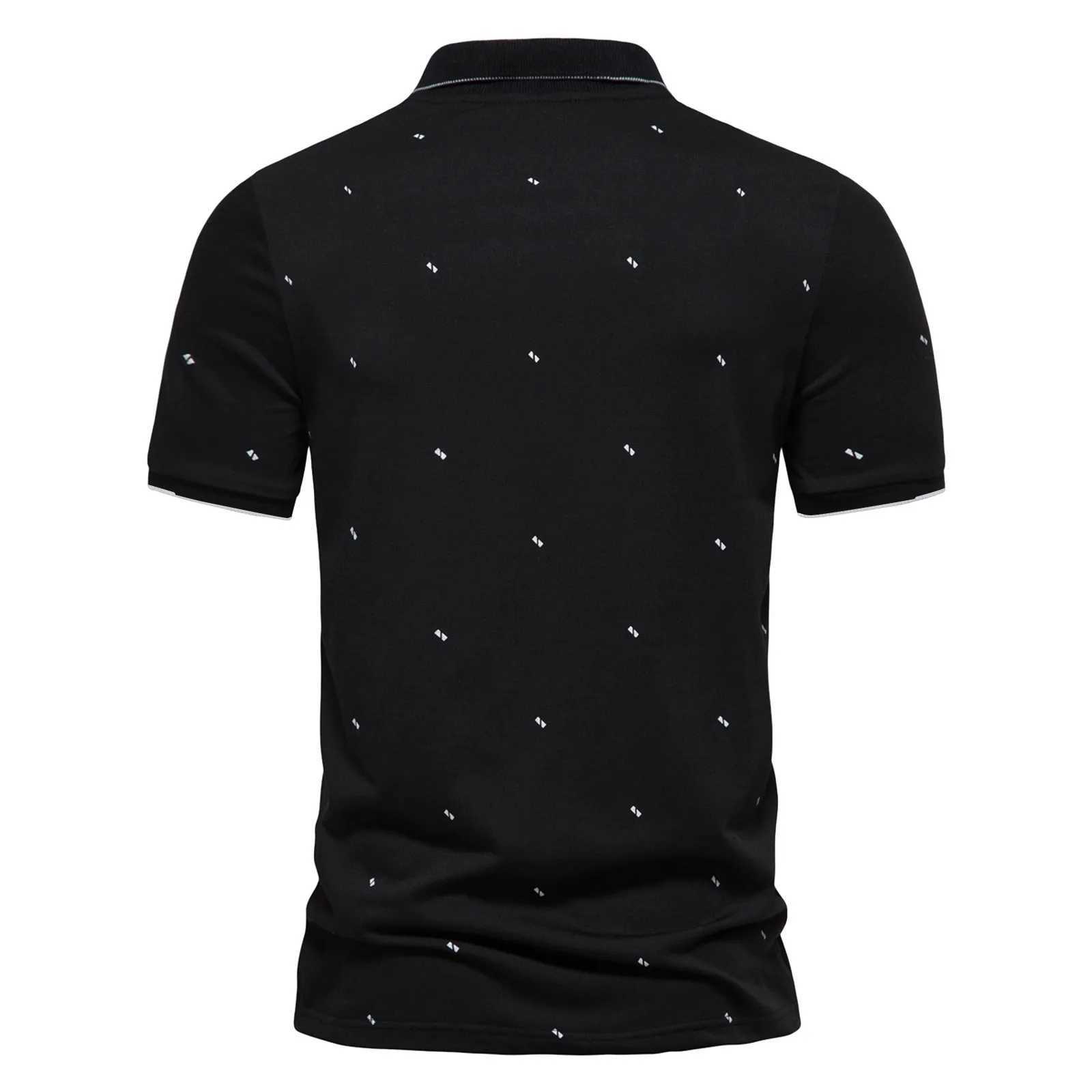 2022 new mens summer T-shirt business casual cotton wicker sports shirt mens ultra-thin short sleeved printed polo shirt W250414