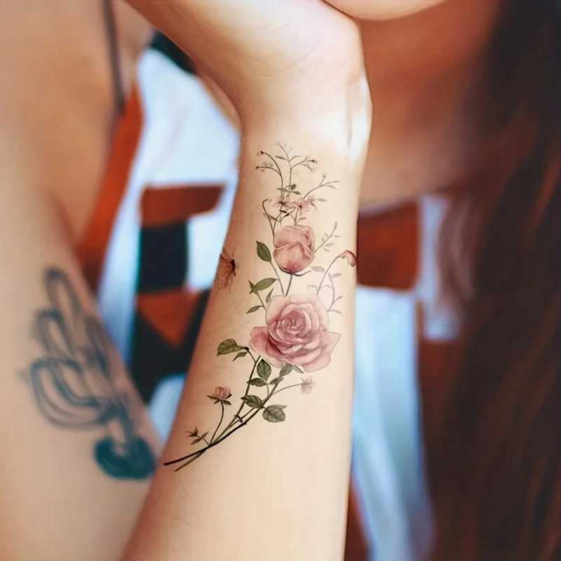Flower arm tattoo large rose tattoo rose temporary tattoo for women rose temporary flower tattoo design rose tattooXJ25414