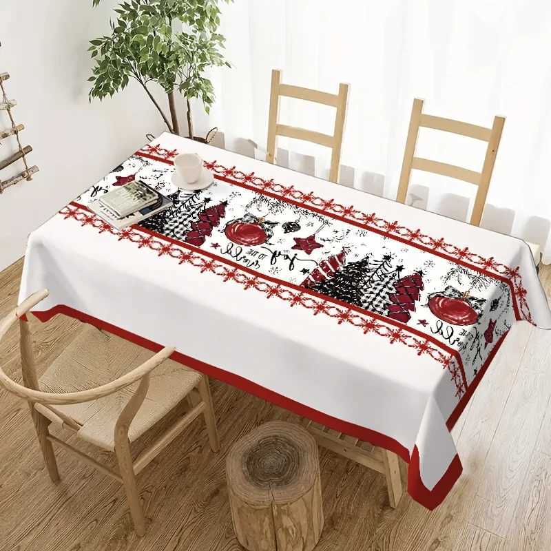 Christmas Merry Christmas Themed Xmas Trees Tablecloth for Table Decor Winter Snowflakes Kitchen Dining Table Cloth Navidad Decorations Y251113