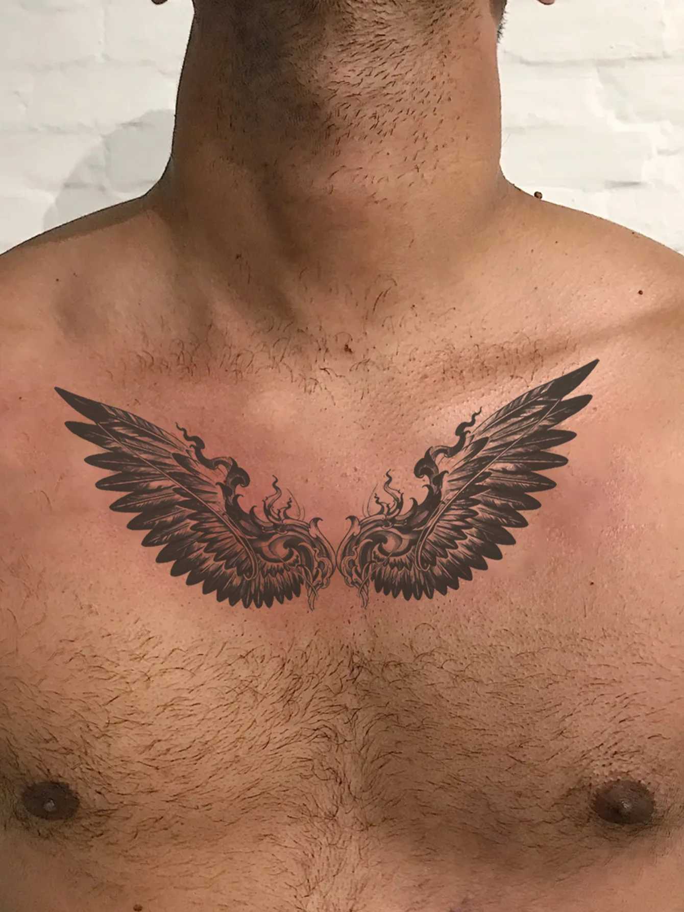 Angel wing neck waterproof temporary tattoo sticker lasting 1-2 weeks real semi permanent fake tattooXJ25414