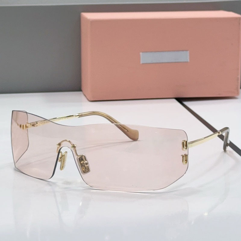 Designer Frameless Sunglasses For Womens Fashion butterfly lenses with Metal pattern UV400 protection Ladies Summer fashion Party Style OMU B53S