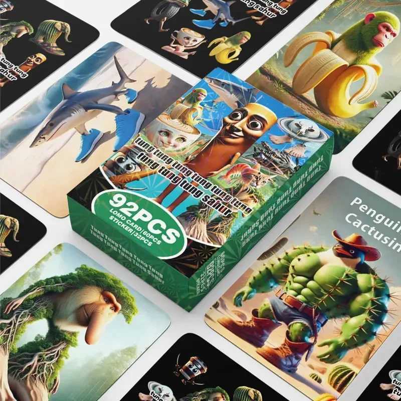 92 Pcs Italian Brainrot Cards Tralalero Tralala Tungtung Sahur Brainrot Game Card Kids Party Classic Toys Collect Gifts C251114