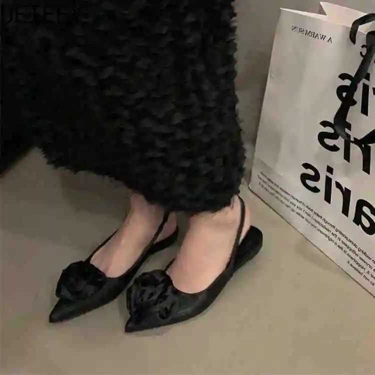 Summer Flower Womens Sandals Fashion Pointed Toe Singbacks Shoes Womens Elegant Striptease Party Apartment Sandals 250411