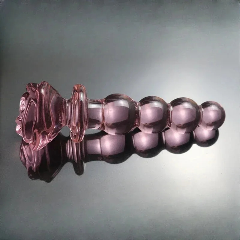 YUKUI Rose Glass Bullet Butt Plug Transparent Pink Stimulating Anal Masturbation Beads Penetration Anal Plug Adult Sex Toy 18 250410