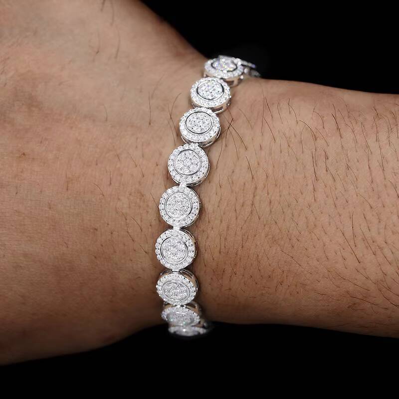 Hip Hop Pass Diamond Tester Bracelet Iced Out Mrice Paved 925 Silver Vvs Moissanite Wholesale Link Chain for Men Women