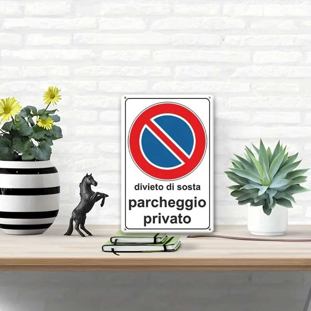 Private Parking Prohibition Sign - Heavy-Duty Metal No Trespassing Notice with Red Circle Design Easy to Hang Outdoor/IndoorM251114