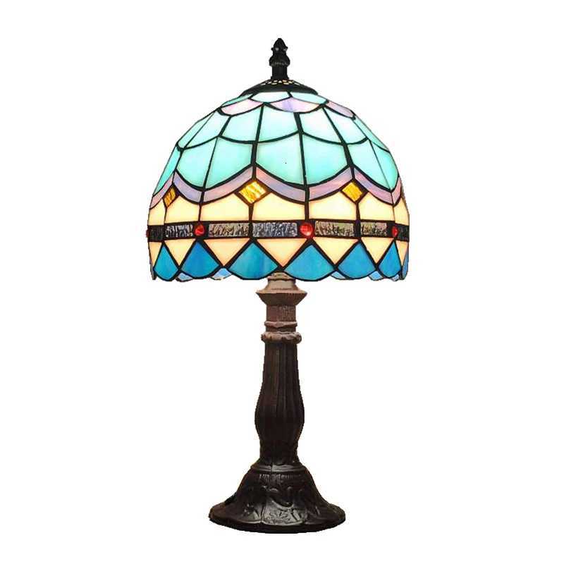 20CM European Style Mediterranean Small Lamp Tiffany Glass Lamps Bedroom Bedside Study Fashion Simple Childrens Lighting M251114