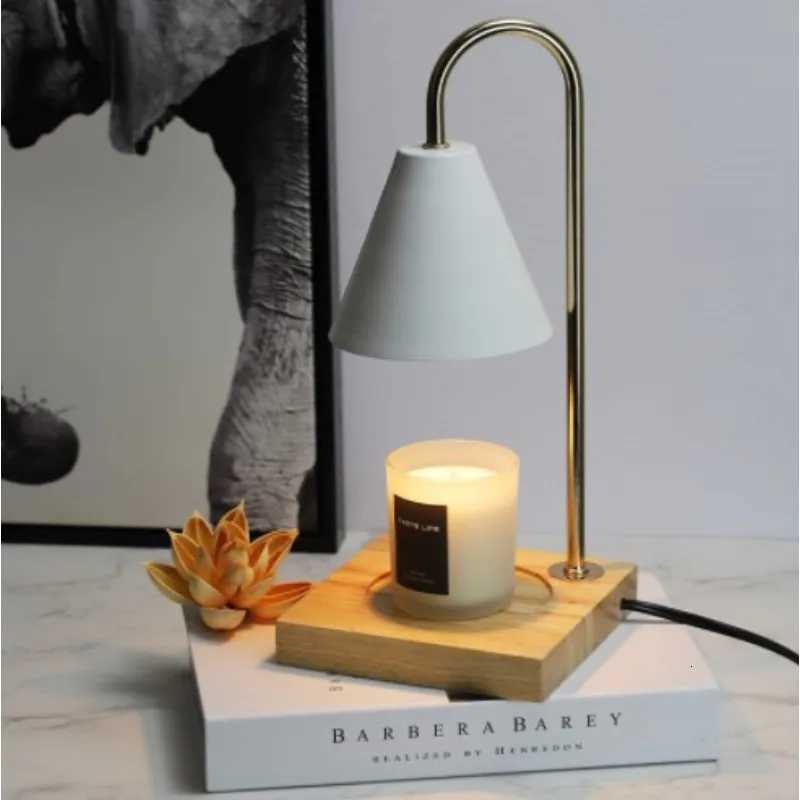 Desk lamp wax melting lamp aromatherapy lamp wooden base no fire candle lampmodern bedroom atmosphere desk lamp retro lamp M251114
