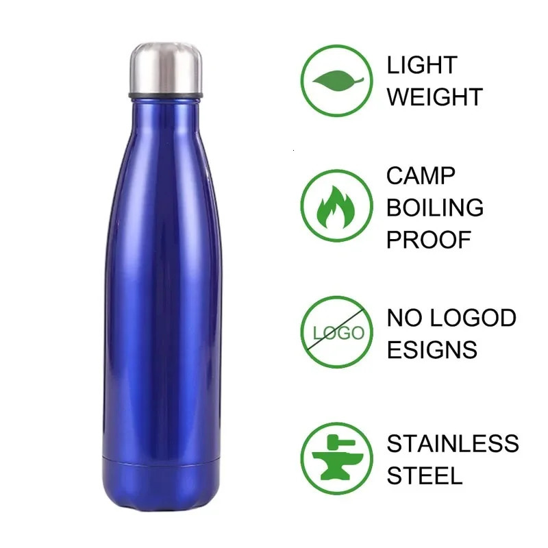 500750ml Stainless Steel Sports Water Cup Kettle Singlelayer Doublewall Thermal Insulation Vacuum Bottle 251107 W260226