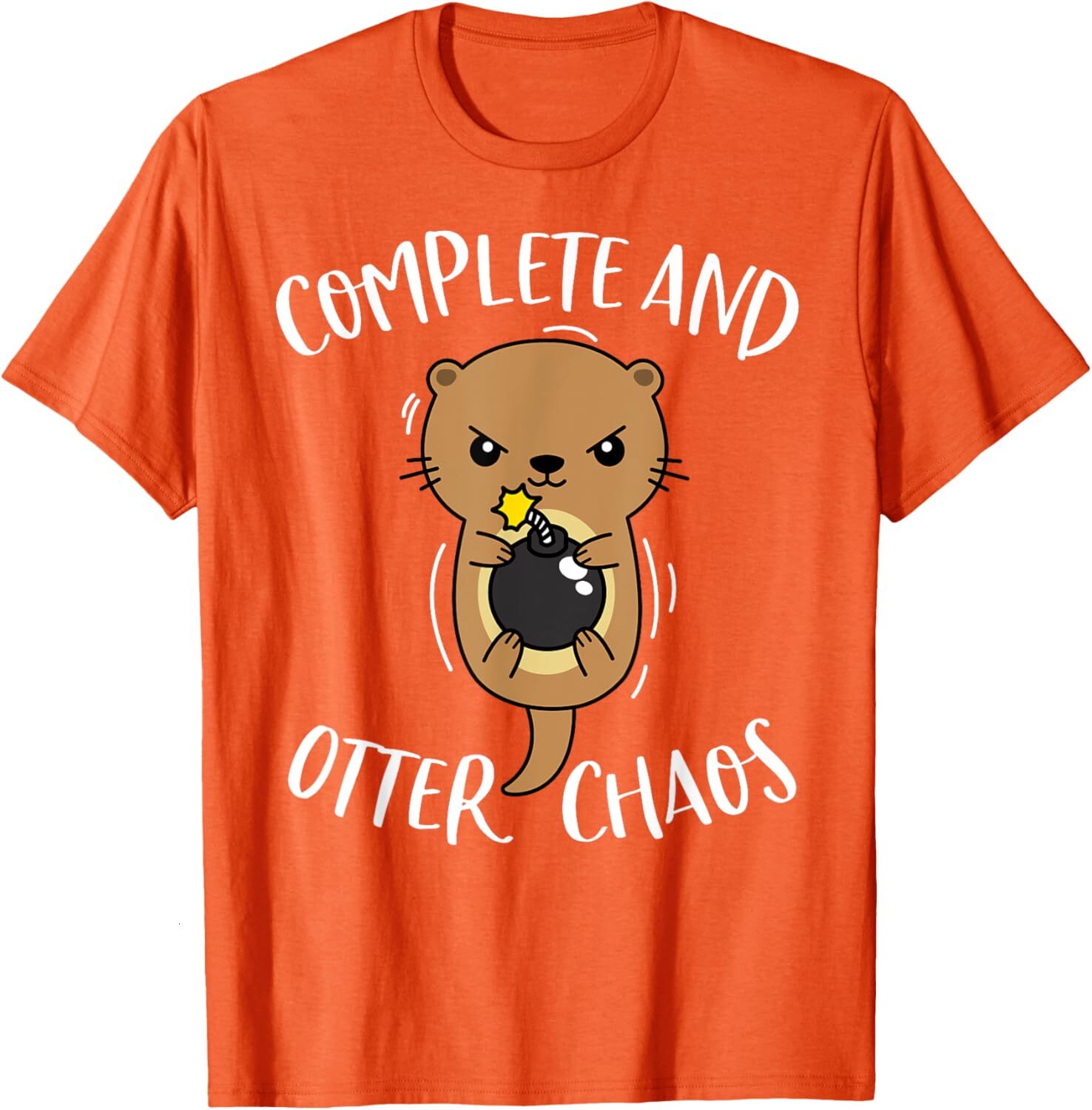 T shirt for Mens Complete and Otter Chaos Funny Cute Sea Otter Pun Graphic Tee Casual Tops Clothes Short sleeve