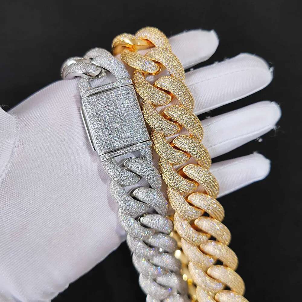 25mm Miami Cuban Chain Bling Ice Out Zircon Thick And Heavy Cuban Link Necklace Hip Hop Rock Jewelry For Men