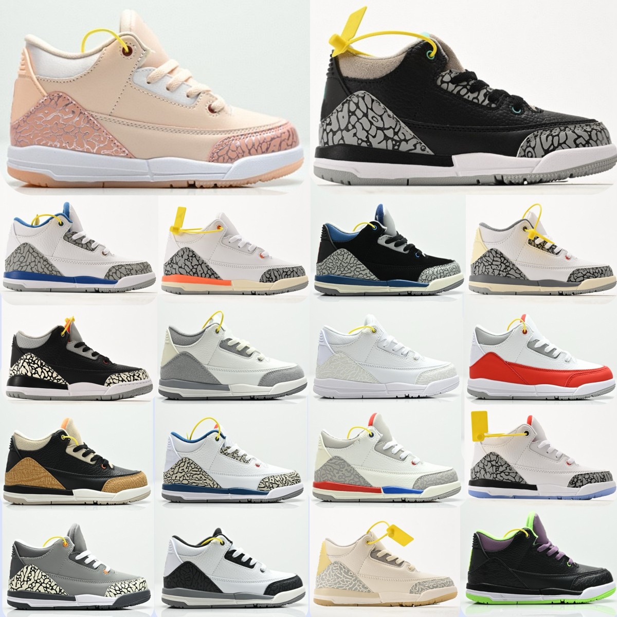 Kids Toddlers 3S Shoes Boys Designer Boy Girls Baby Sneakers Children Basketball Trainers Kid Shoe Boy Youth Black Pink Blue Sneaker