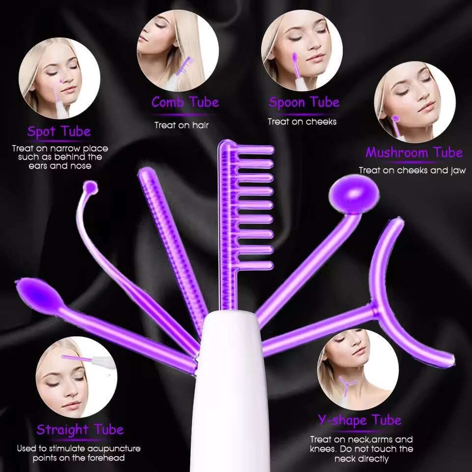 6 In 1 Touch Panel High Frequency Facial Hine For Hair Face Electrotherapy Wand Argon Treatment Acne Skin Care