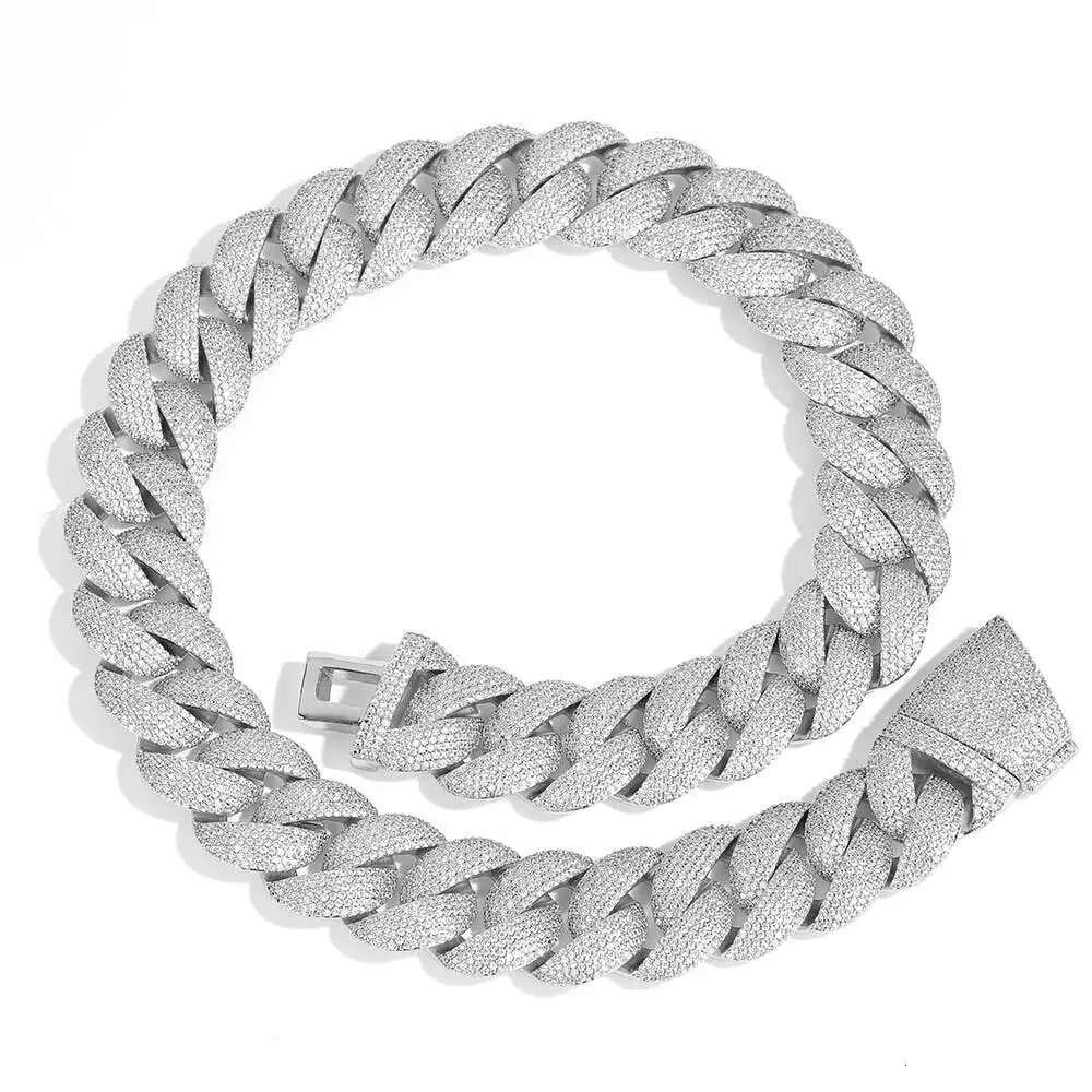 925 Sterling Silver VVS Moissanite Necklace 22mm Iced Out Cuban Link Chain For Men Latest Design Fine Hiphop Style Jewelry