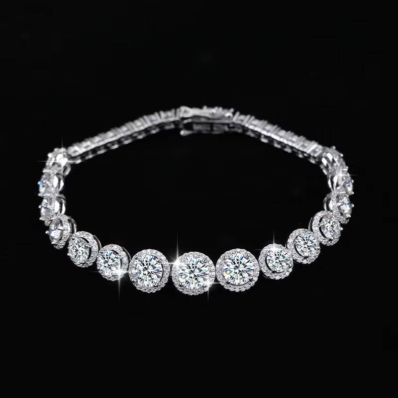 Wholesale S925 Sterling Silver Bright Gradient Bracelet All Around Inlaid VVS Moissanite for Men and Women Hip Hop Tennis Chain