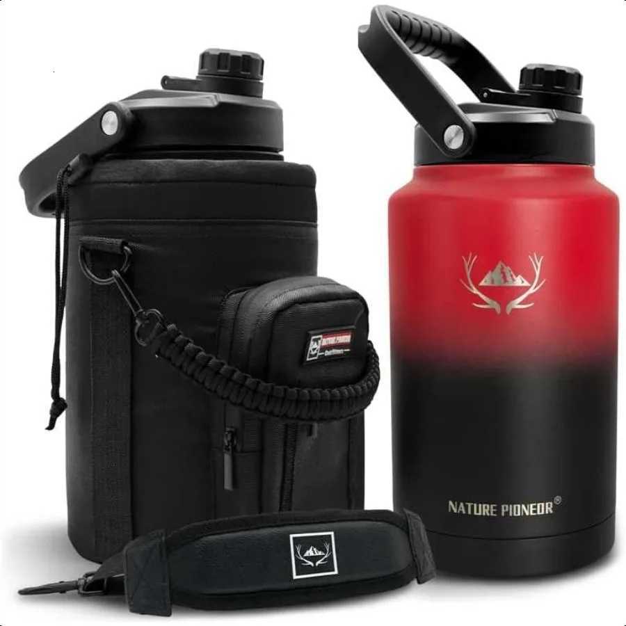 One Gallon Water Bottle Insulated Large Double Vacuum Stainl Steel 128 oz Water Bottle with Holder Carrier 1 Gallon Water Jug 1 C251114