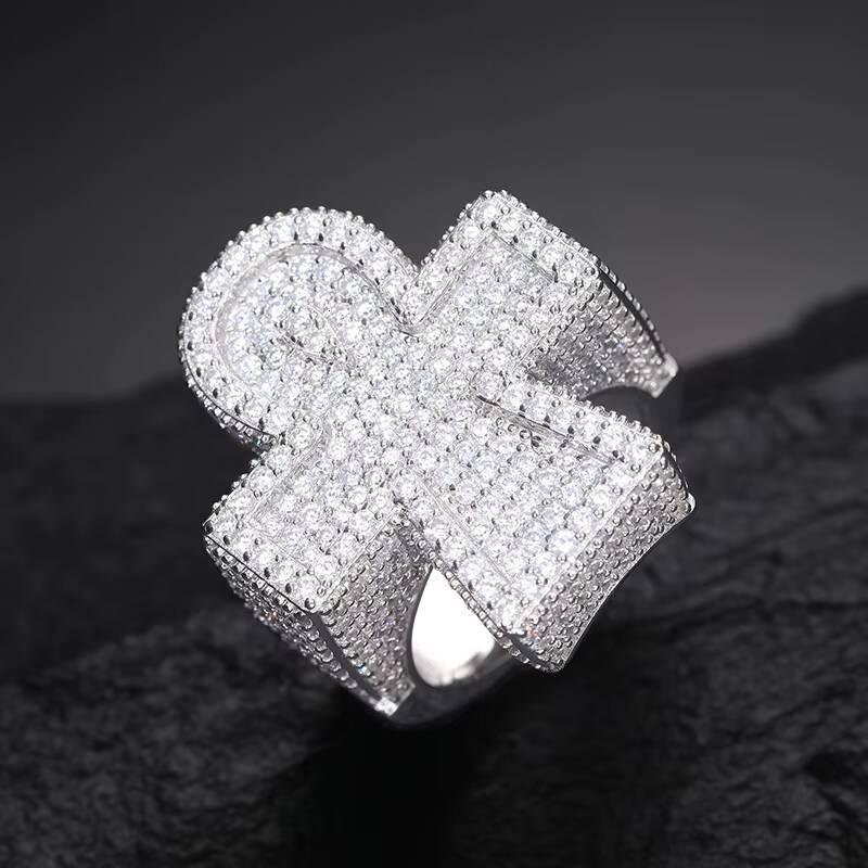 New Arrivals Sparkling Jewelry Mens Party Gift Christian S925 Silver Micro VVS Moissanite Diamond Iced Out Ankh Cross Ring