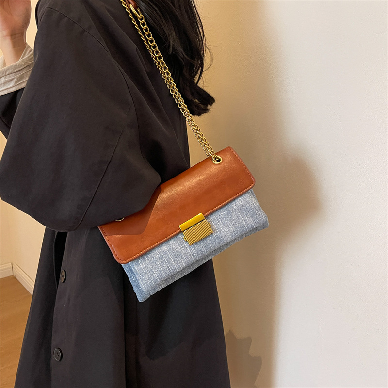 Niche Design Armpit For Women New Korean Retro Contrast Color Chain Shoulder Crossbody Women's Trendy Bag