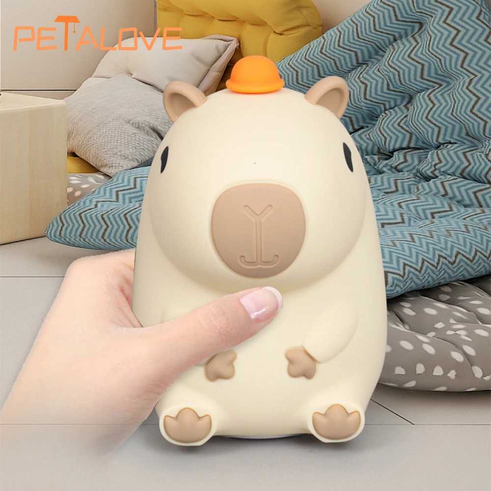 Capybapy Night Light Cute Animal Silicone Lamp Pat Control Light Adjustable Warm Light Christmas Gift for Kid Lovely Decor M251114