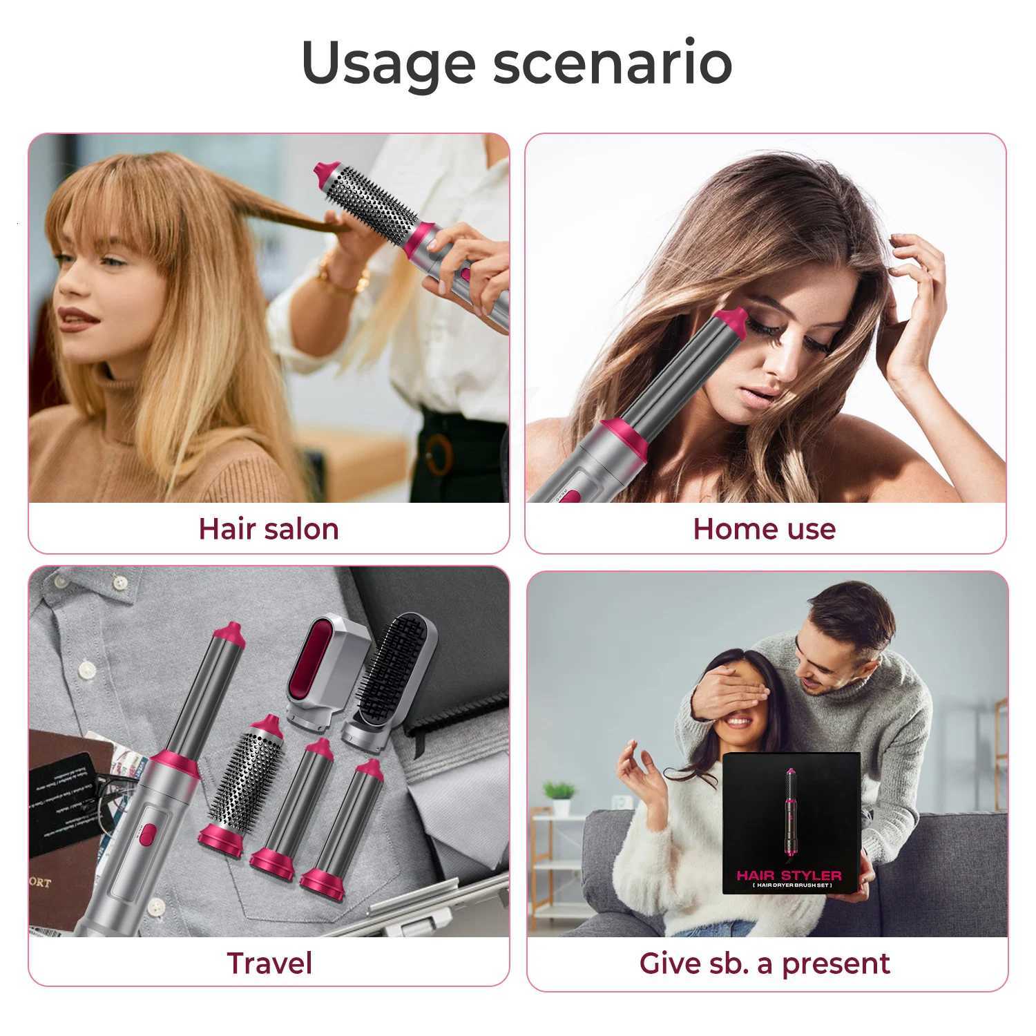New 5 In1 Hair Dryer Curling Iron Straightener Hair Brush Electric Hairdryer Curling Wand Styling Comb Multi Hair StylerT251114